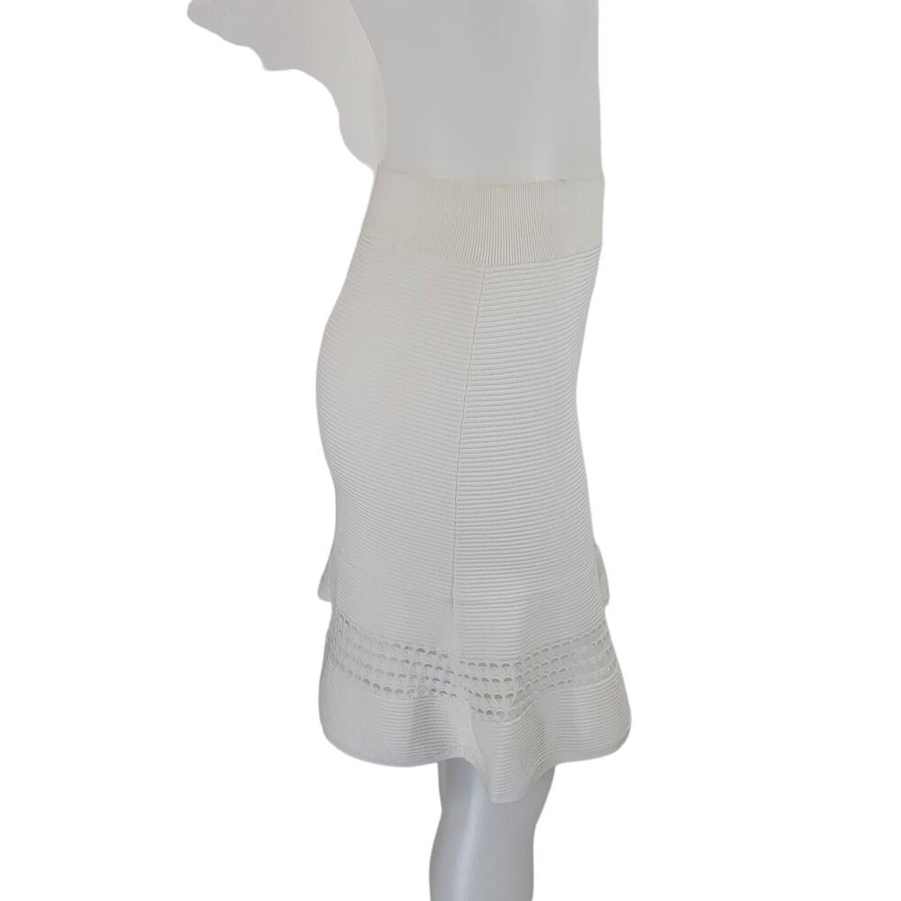 A.L.C  White Ribbed Checked Ruffle Hem Women's Skirt Size 10 - Picture 2 of 6